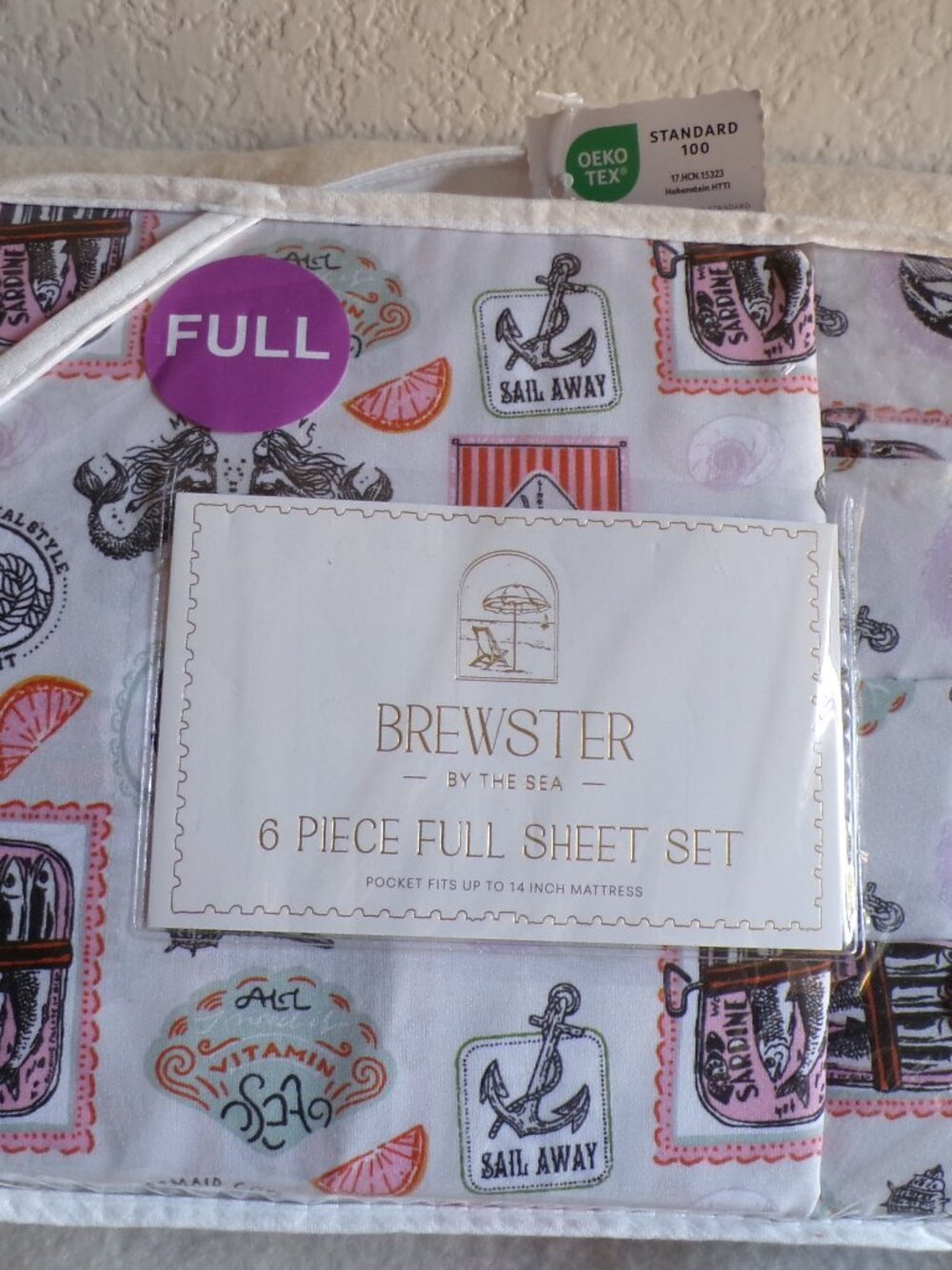 Brewster By The Sea Full Size Sheet Set Mermaids Ocean Spirit Sail Away 6 pc NEW